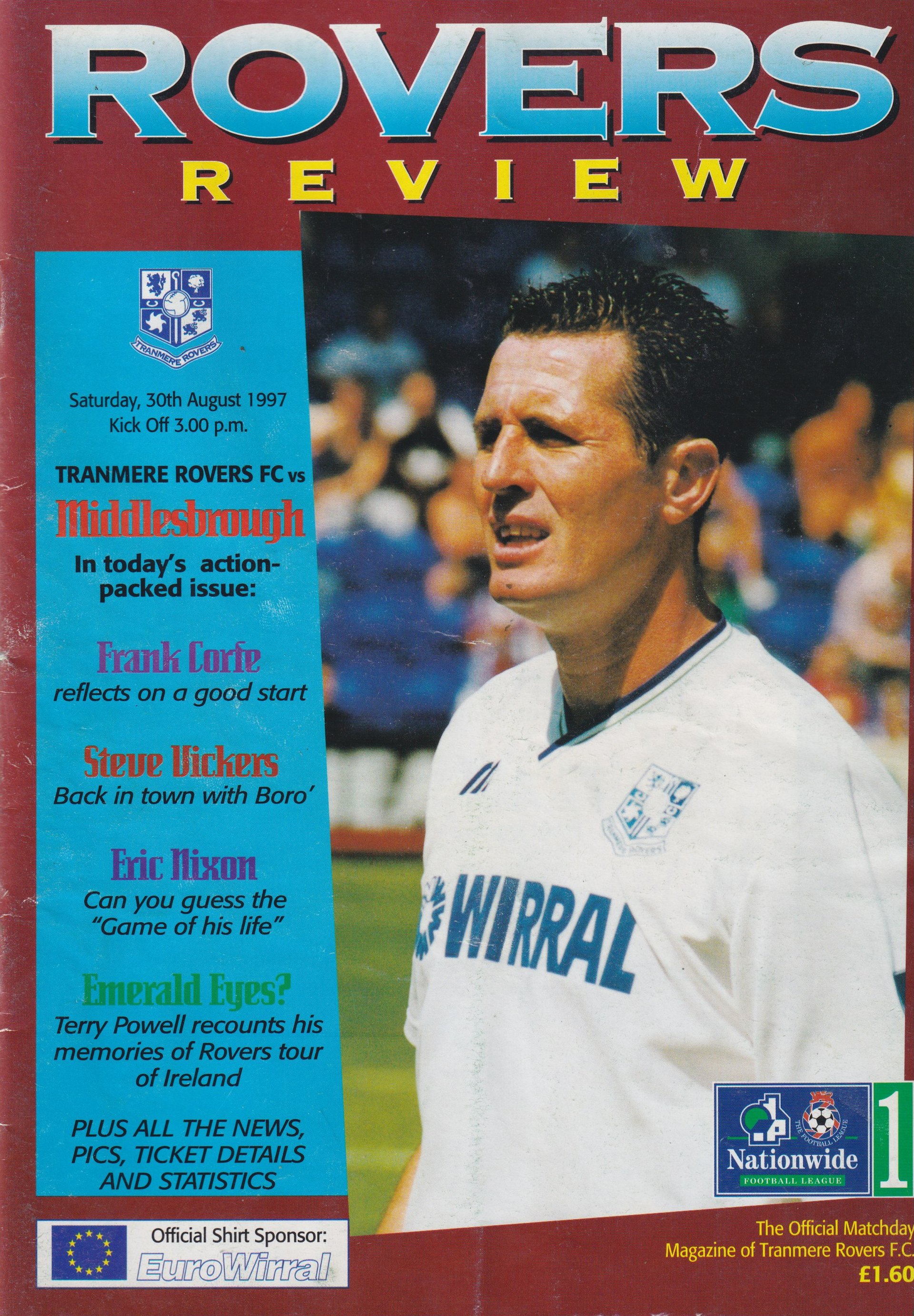 Tranmere Rovers v Middlesbrough match programme